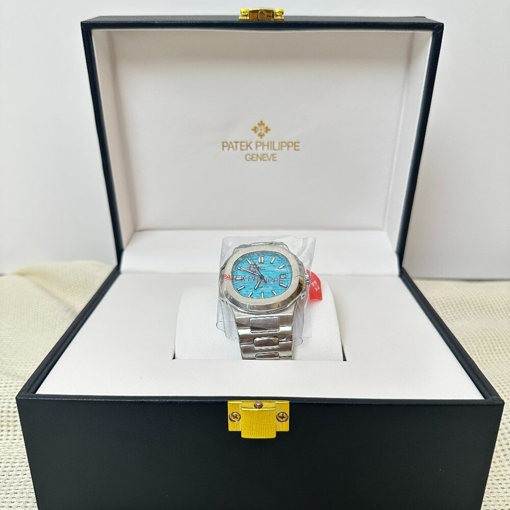 Patek Philippe & Tiffany Nautilus Stainless Steel Blue Dial Watch